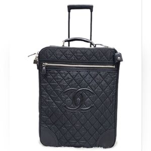 Authentic Chanel Carry-on Luggage Quilted NylonLeather